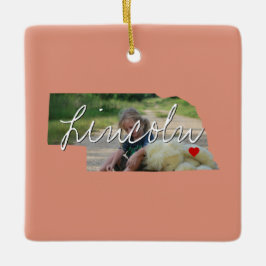 Nebraska State Photo infoga och namn Julgransprydnad Keramik