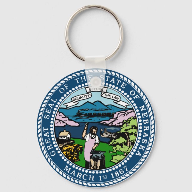 Nebraska State Seal Keychain Nyckelring (Framsida)
