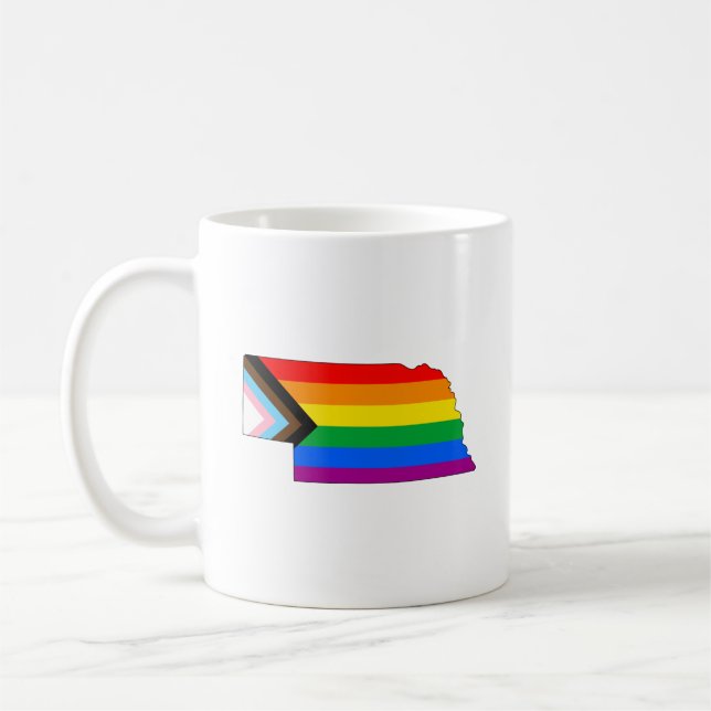 Nebraska State stolthet HBTQ Progress Stolthet Kaffemugg (Vänster)