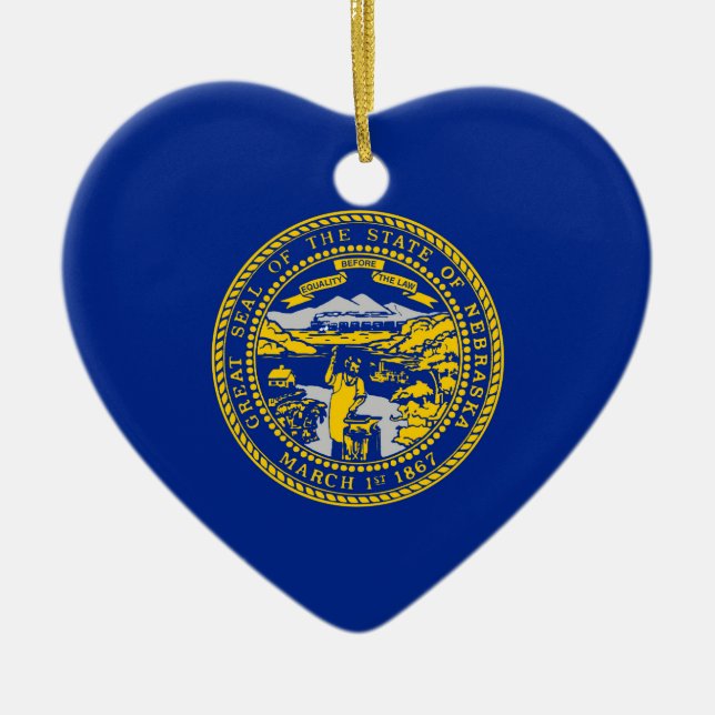 Nebraska Statlig flagga Design Julgransprydnad Keramik (Framsidan)