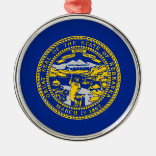 Nebraska Statlig flagga Design Julgransprydnad Metall