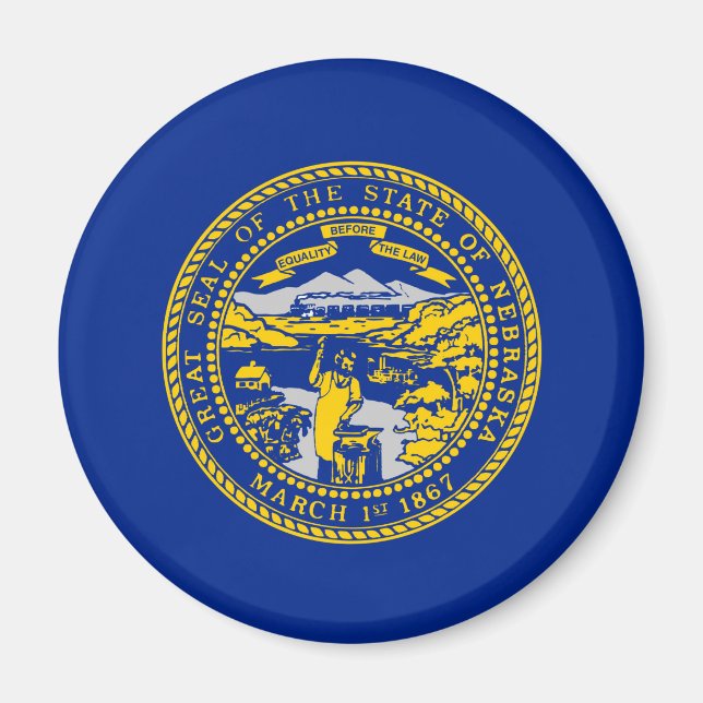 Nebraska Statlig flagga Design Magnet (Framsidan)