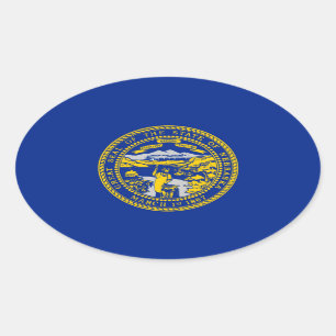 Nebraska Statlig flagga Design Ovalt Klistermärke