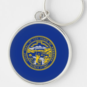 Nebraska Statlig flagga Design Rund Silverfärgad Nyckelring