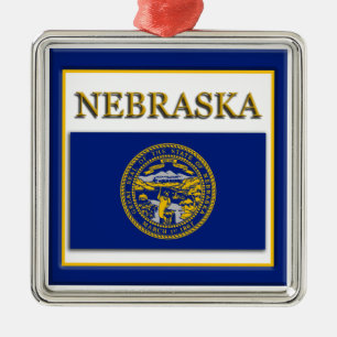 Nebraska Statlig flagga julprydnad Julgransprydnad Metall