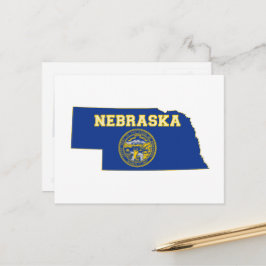 Nebraska Statlig flagga och Karta Vykort