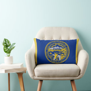 Nebraska Statlig flagga Print Patriotic Lumbarkudde
