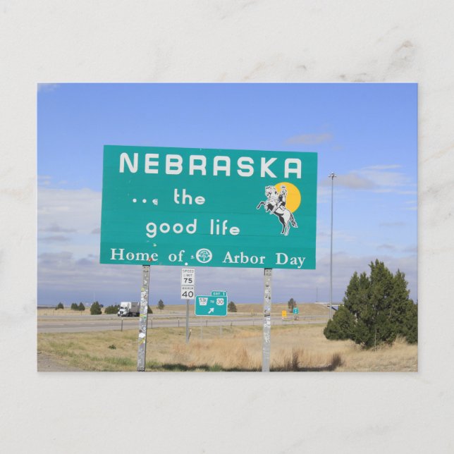 Nebraska Statlig Linjeskylt Vykort (Framsida)