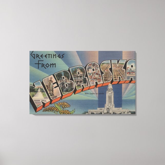 Nebraska (statligt kapital/blomma) canvastryck (Framsida)