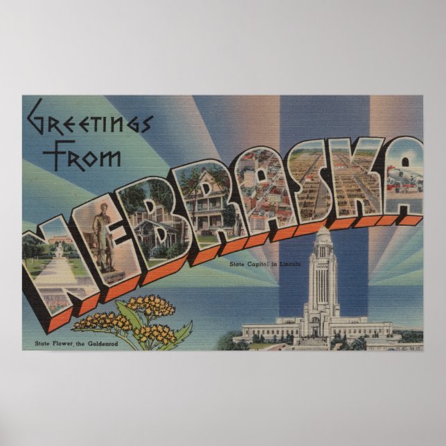 Nebraska (statligt kapital/blomma) poster (Framsidan)