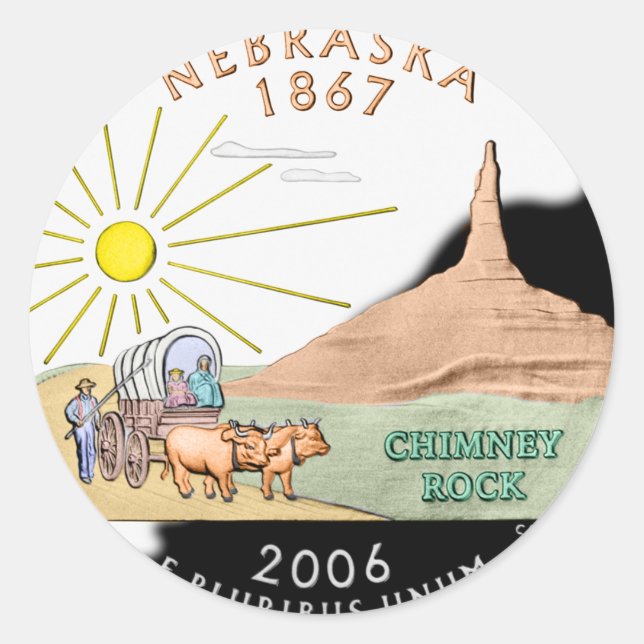 Nebraska Sticker Runt Klistermärke (Framsida)