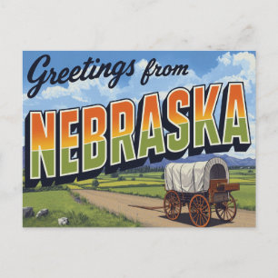 Nebraska täckt vagnsfält vykort