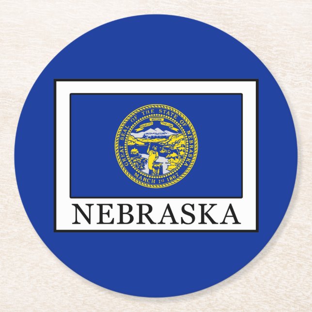 Nebraska Underlägg Papper Rund (Framsidan)