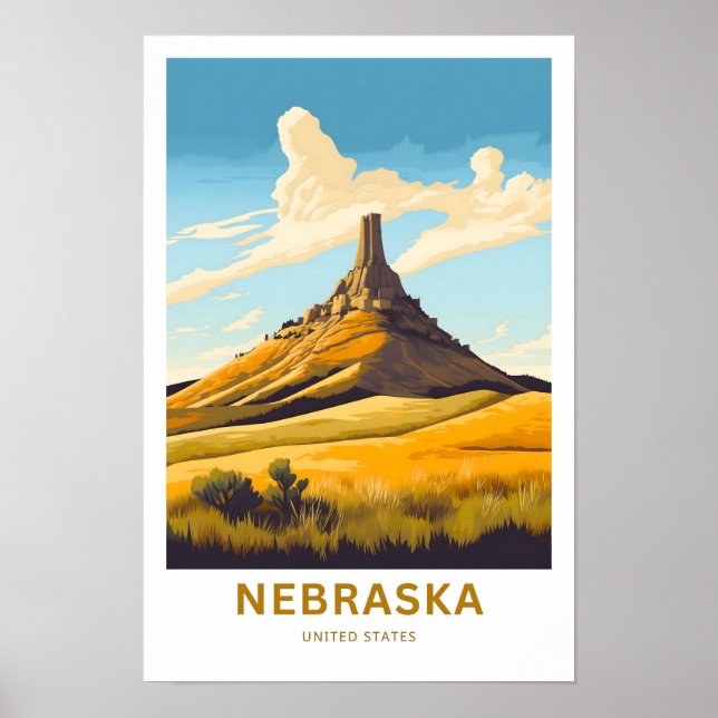 Nebraska United Stater Travel Print Poster (Framsidan)