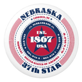 Nebraska US State Rött vitt blått Typography Knopp