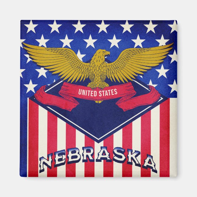 Nebraska USA flagga Magnet (Framsidan)