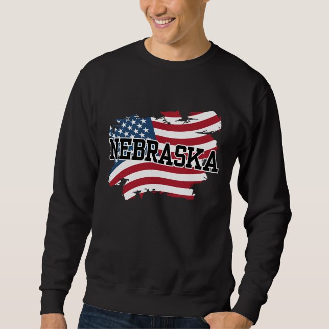 Nebraska USA Lång Ärmad Tröja (Framsida)