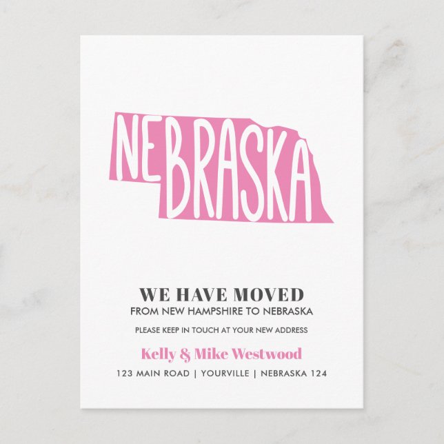 NEBRASKA Vi har flyttat Ny adress Nytt hem  Vykort (Framsida)