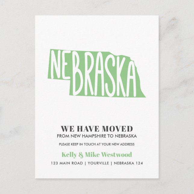 NEBRASKA Vi har flyttat Nytt adress nytt hem Vykort (Framsida)