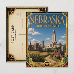 Nebraska Vintage Art Deco-guldåldern Vykort