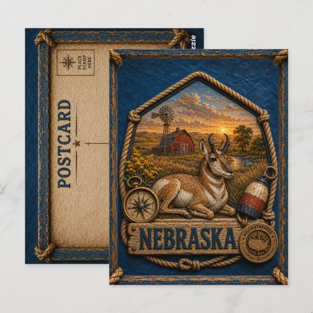 Nebraska Vintage Resa Vykort (Fram/baksida)