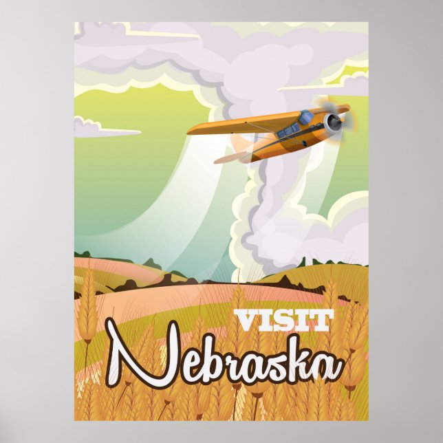 Nebraska vintage-resaaffisch poster (Framsidan)