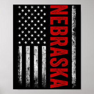 Nebraska Vintage USA Flagga Retro För manar Wo Poster