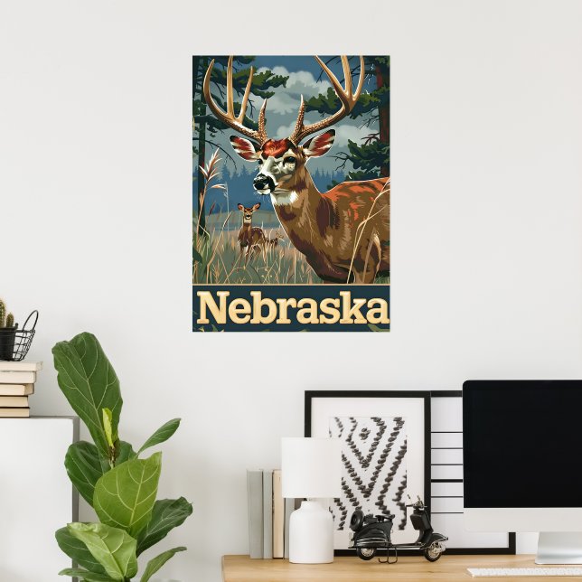 Nebraska Vitstjärtad hjort Poster (Hemmakontoret)