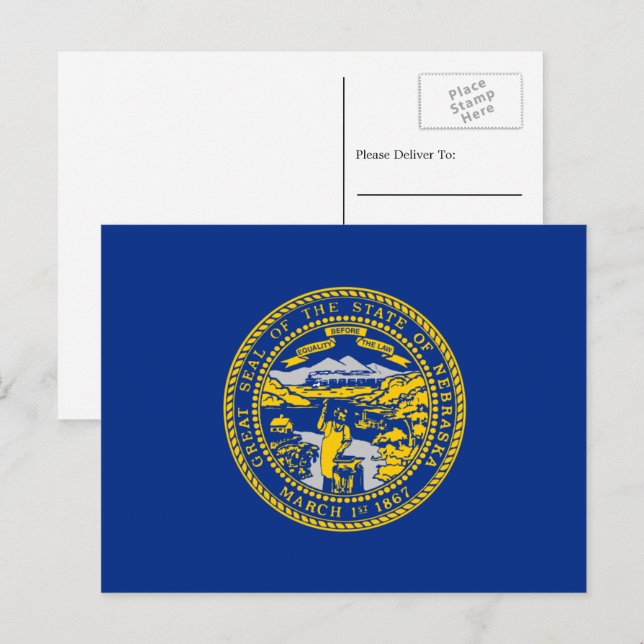 Nebraskansk flagga, Flagga för Nebraska Vykort (Fram/baksida)