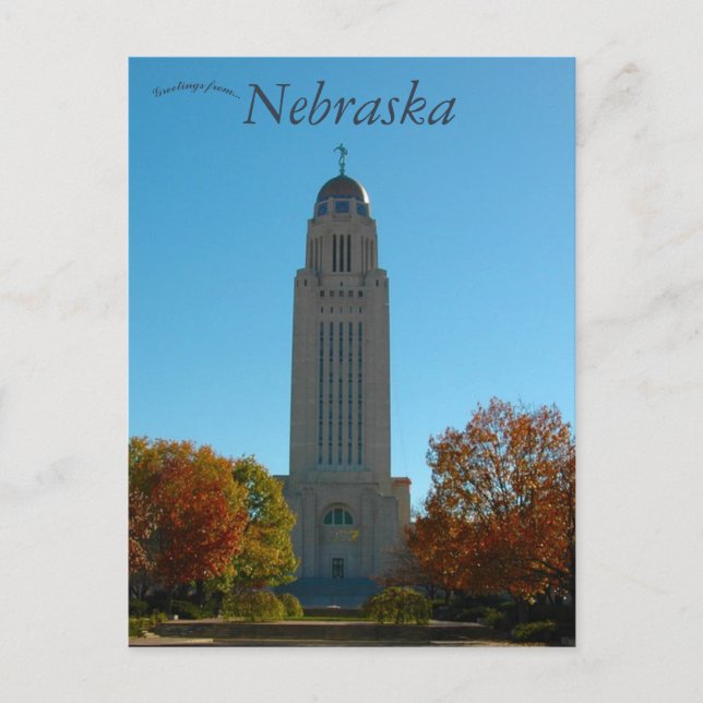 Nebraskas delstatliga kapitolium i Lincoln Nebrask Vykort (Framsida)