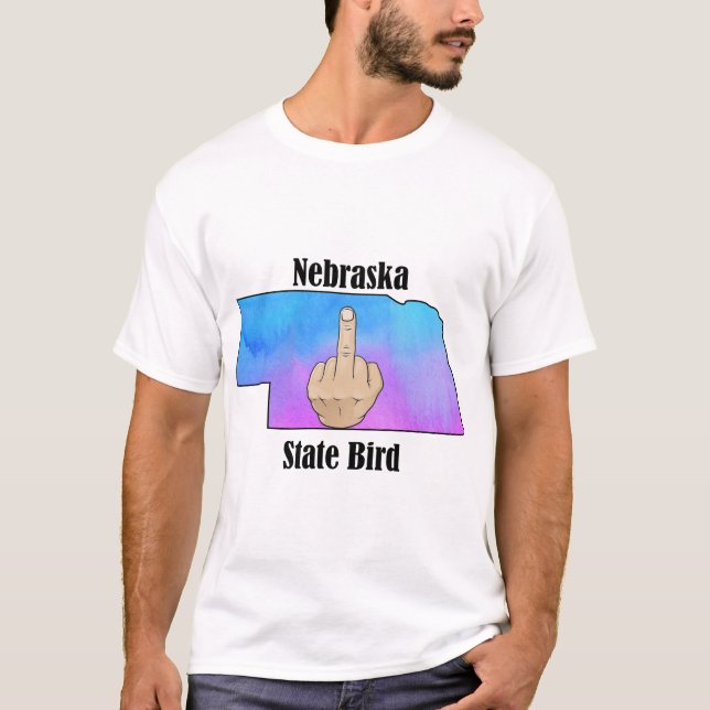 Nebraskas delstatskjorta t-shirt mitten finger fär (Framsida)