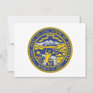 Nebraskas flag Cornhusker Delstatens sigill Vykort