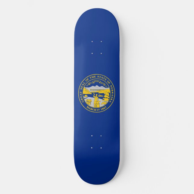 Nebraskas statsflagga mini skateboard bräda 18,5 cm (Framsida)