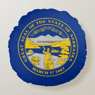 Nebraskas statsflagga rund kudde