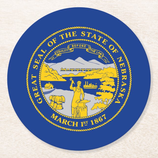 Nebraskas statsflagga underlägg papper rund (Framsidan)