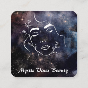 *~* Nebuala Cosmic Plant Goddess Woman Blommigt QR Fyrkantigt Visitkort