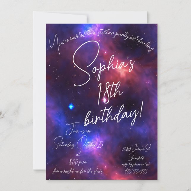 Nebula Birthday Inbjudningar (Framsida)
