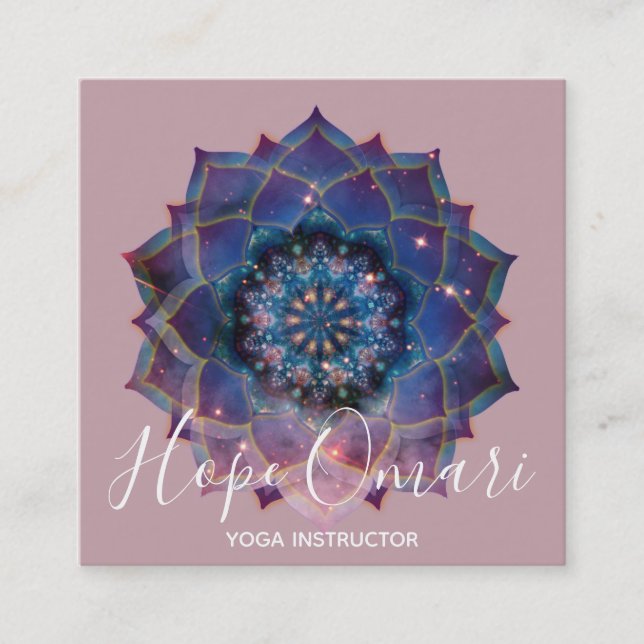 Nebula Bloom | Mandala Fyrkantigt Visitkort (Framsida)