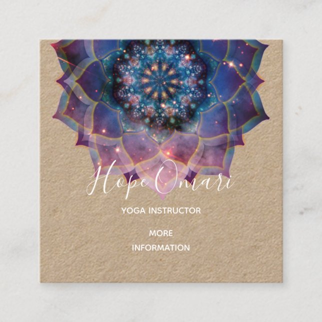 Nebula Bloom | Mandala Fyrkantigt Visitkort (Framsida)