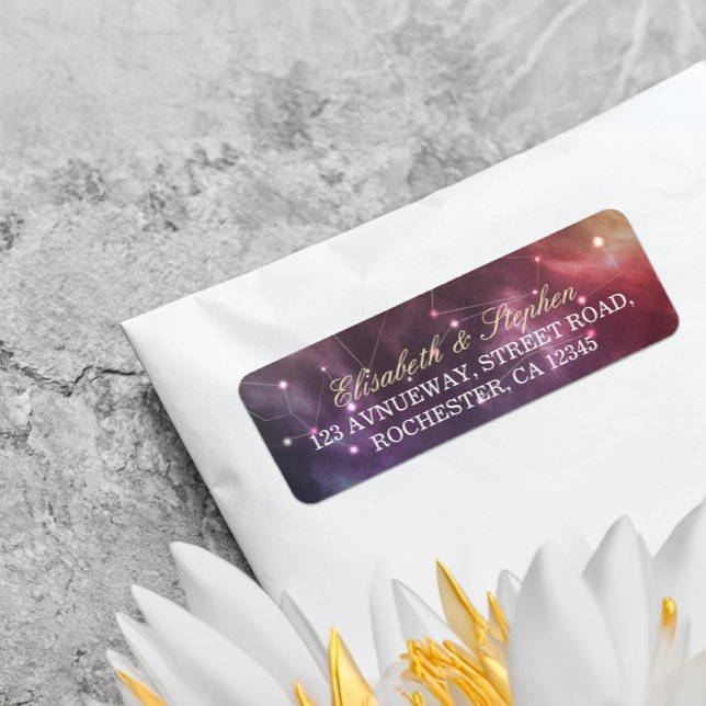 Nebula Constellation av Gorgeous Star bröllop Adre Returadress Etikett (Skapare uppladdad)