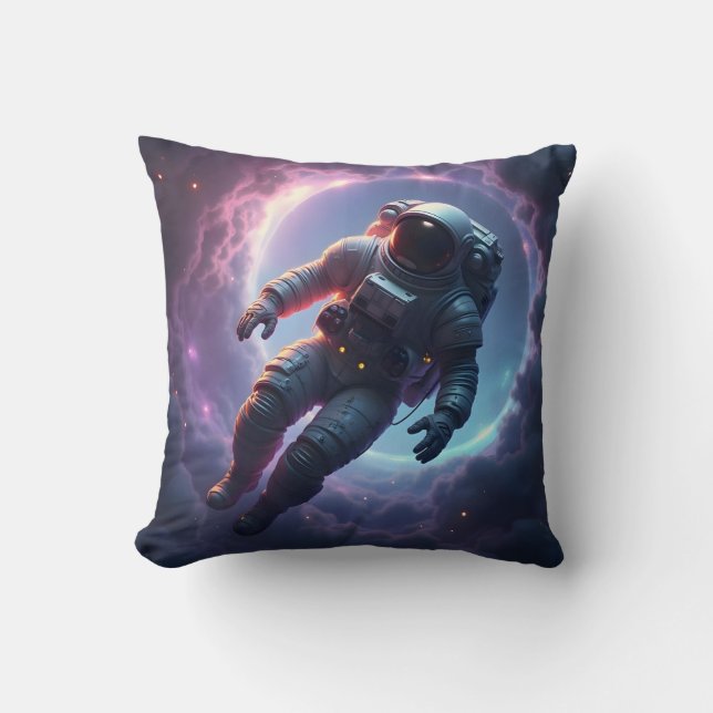 Nebula Drift: The Lone Explorer – Sci-Fi Rymdkonst Kudde (Framsida)