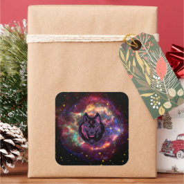 Nebula Guardian – Celestial Wolf Vision Fyrkantigt Klistermärke