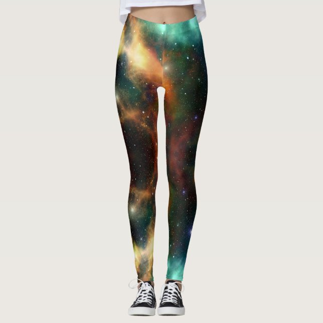 Nebula guld grönt  blue gym, aktiv bära leggings (Framsida)