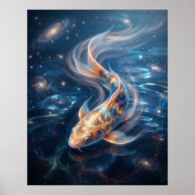 Nebula Koi Kosmiskt Vatten Poster (Framsidan)