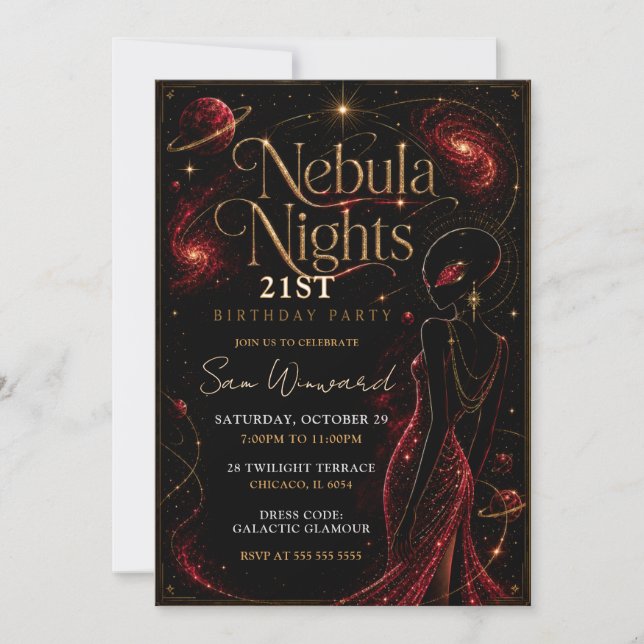 Nebula Nights 21-årsfest Inbjudningar (Framsida)
