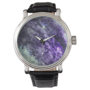 Nebula och stjärnor i Ametystklockor Armbandsur