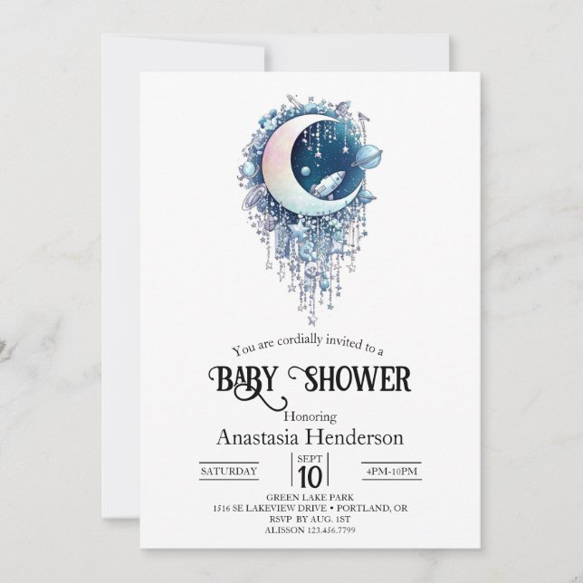 Nebula Outerspace Stars Baby Shower Inbjudningar (Framsida)