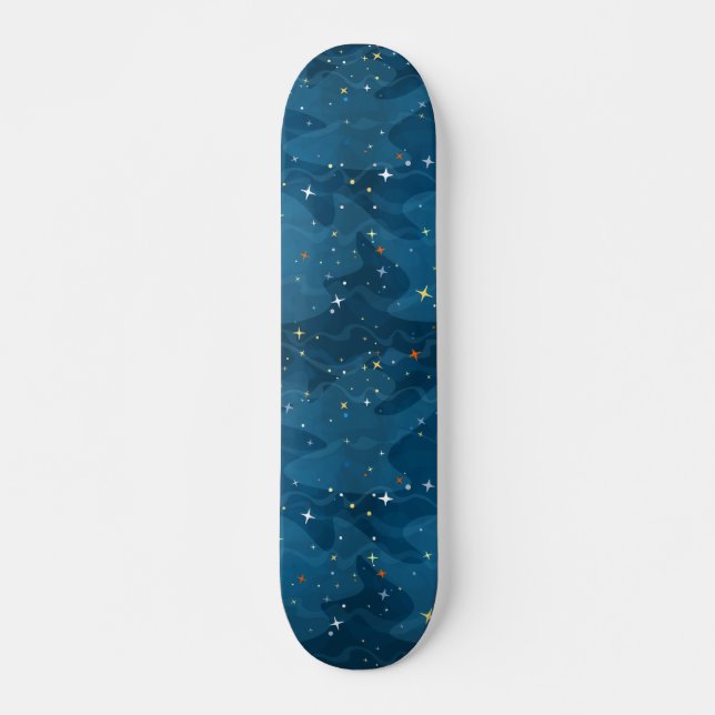 Nebula Vågar och Stars Mönster ✨ Mini Skateboard Bräda 18,5 Cm (Framsida)