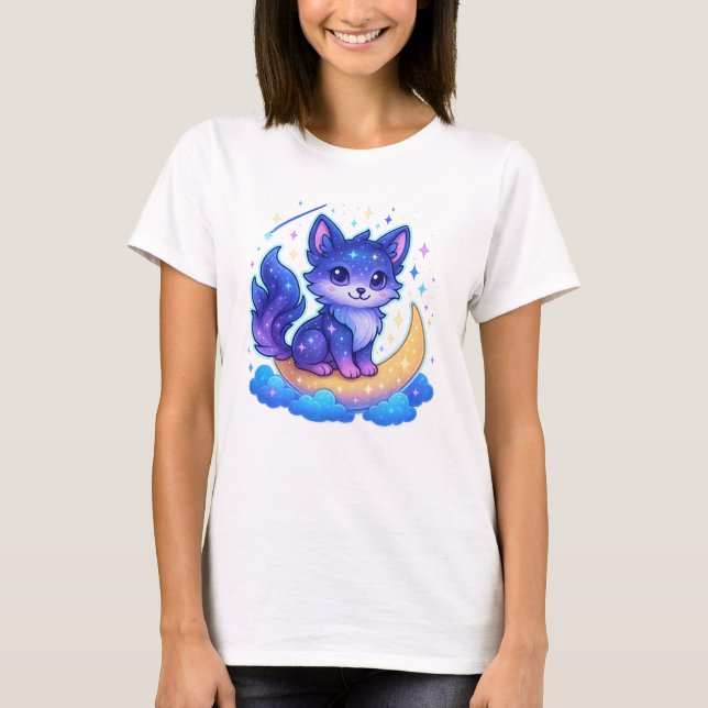 Nebulafox Kawaii Cosmic Fox Shirt T (Framsida)