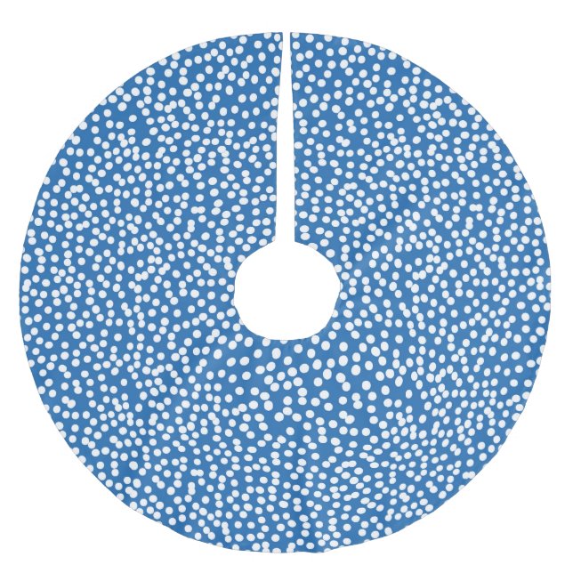 Nebulasblått med vita Snö-punkter Julgransmatta Borstad Polyester (Framsidan)